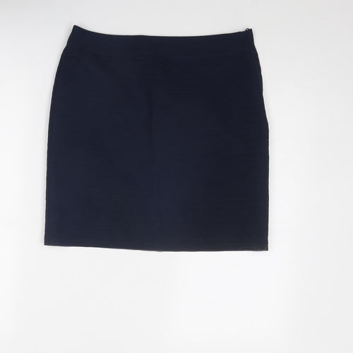 H&M Womens Blue Polyester A-Line Skirt Size 10 Zip