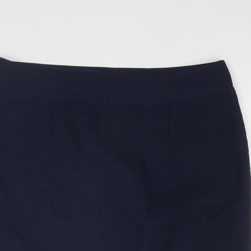 H&M Womens Blue Polyester A-Line Skirt Size 10 Zip