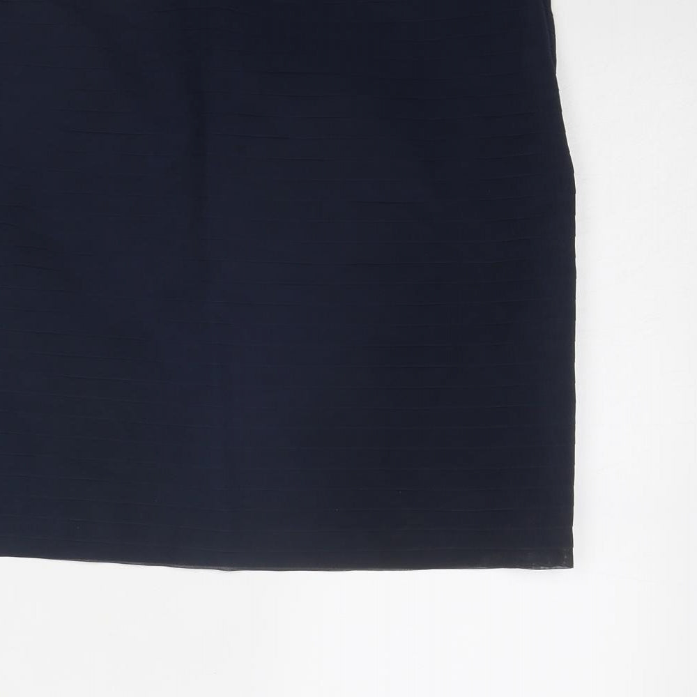 H&M Womens Blue Polyester A-Line Skirt Size 10 Zip