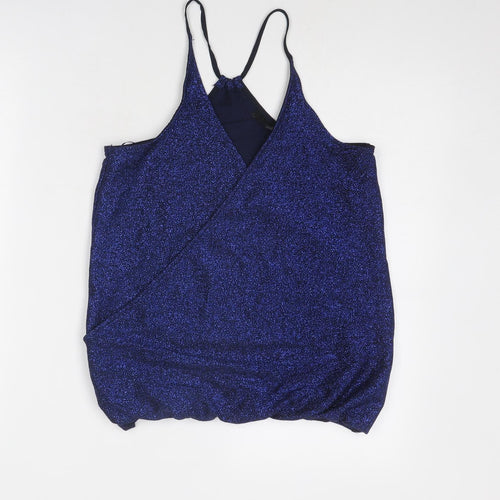 NEXT Womens Blue Viscose Camisole Tank Size 6 V-Neck - Wrap Front Detail