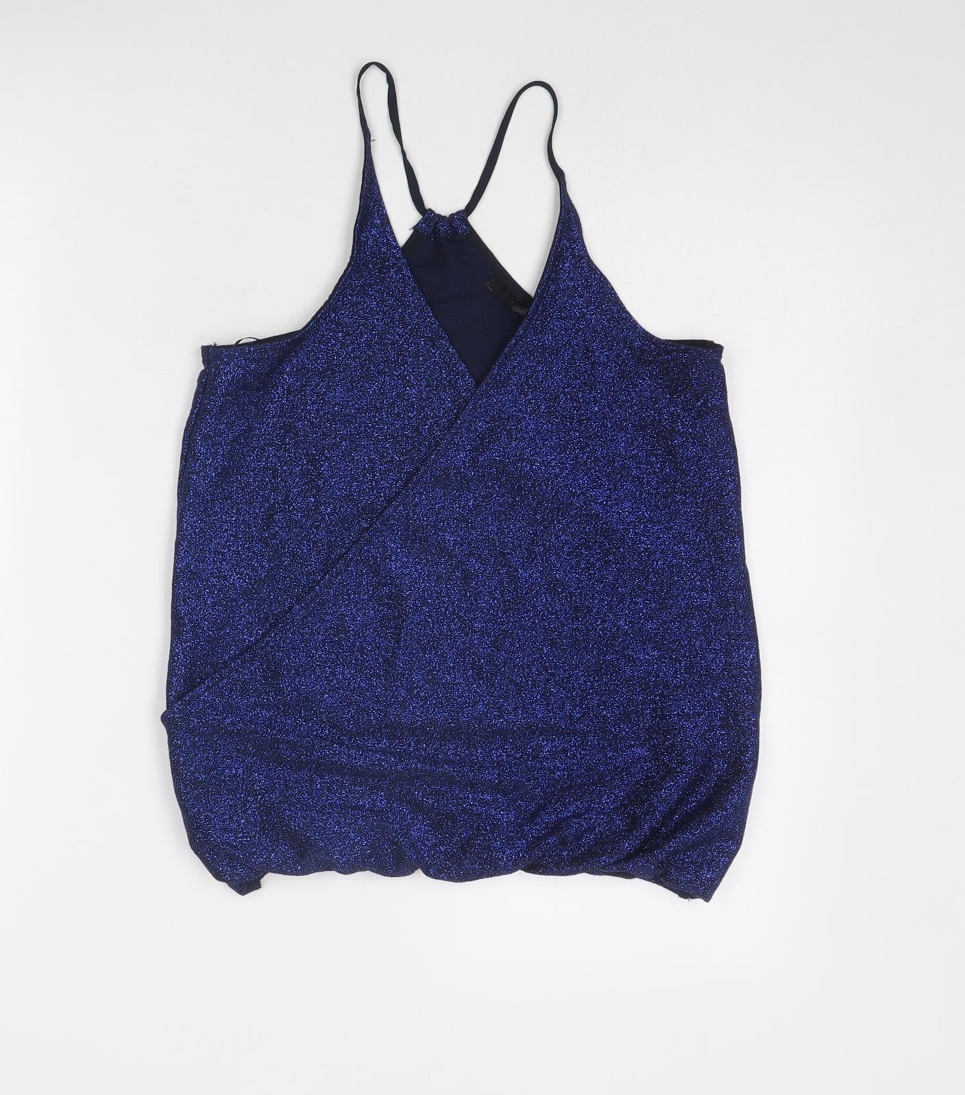 NEXT Womens Blue Viscose Camisole Tank Size 6 V-Neck - Wrap Front Detail