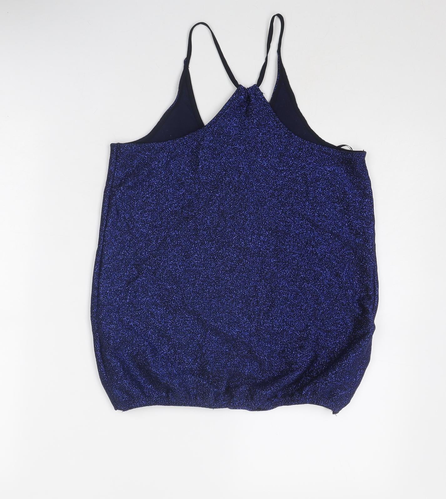 NEXT Womens Blue Viscose Camisole Tank Size 6 V-Neck - Wrap Front Detail