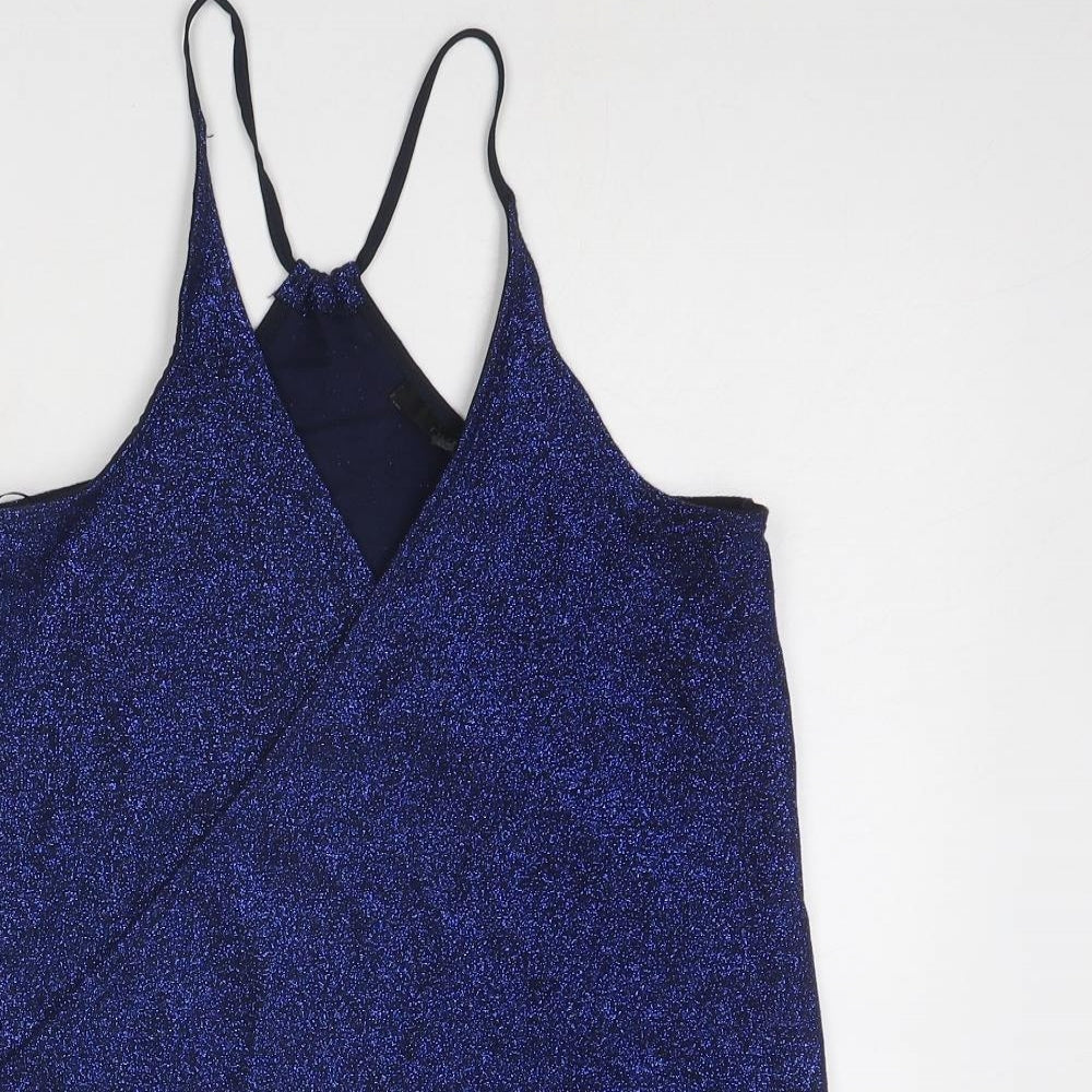 NEXT Womens Blue Viscose Camisole Tank Size 6 V-Neck - Wrap Front Detail