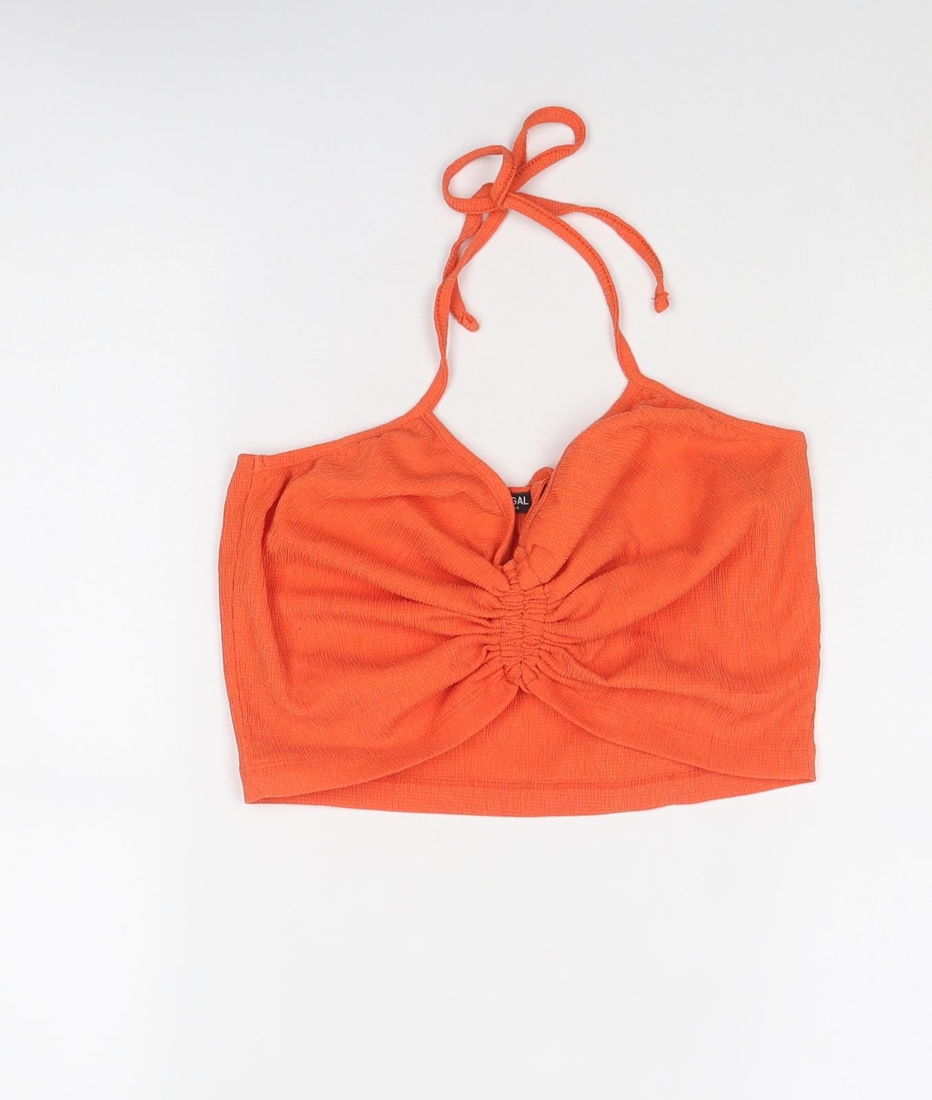 Nasty Gal Womens Orange Polyester Cropped Tank Size 6 Halter