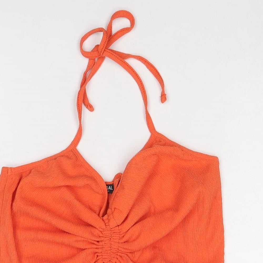 Nasty Gal Womens Orange Polyester Cropped Tank Size 6 Halter