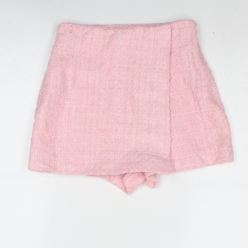Zara Womens Pink Polyester Skort Size S Zip