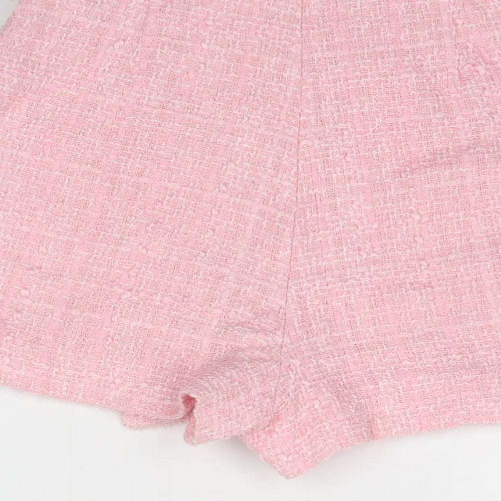 Zara Womens Pink Polyester Skort Size S Zip