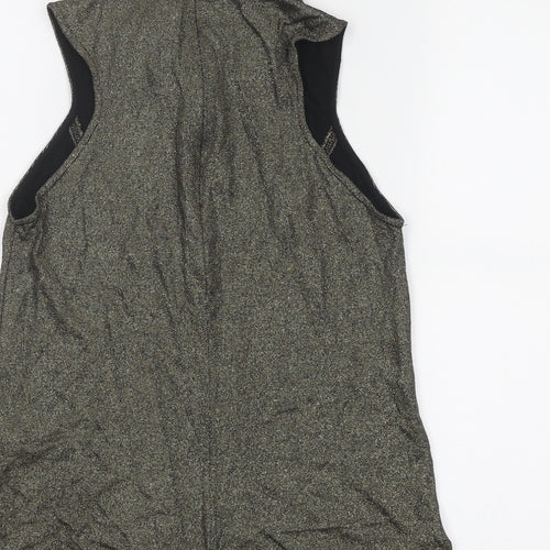 Reiss Womens Gold Viscose Basic Blouse Size M Mock Neck