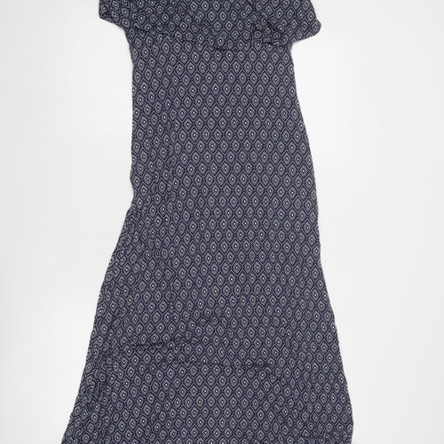 JoJo Maman Bébé Womens Blue Geometric Viscose A-Line Size S Round Neck Pullover