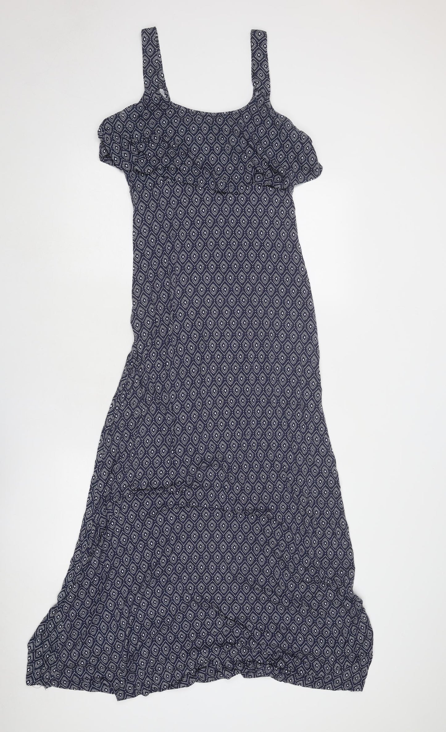 JoJo Maman Bébé Womens Blue Geometric Viscose A-Line Size S Round Neck Pullover
