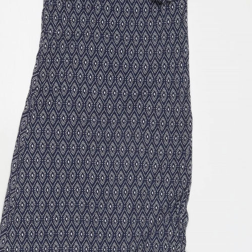 JoJo Maman Bébé Womens Blue Geometric Viscose A-Line Size S Round Neck Pullover