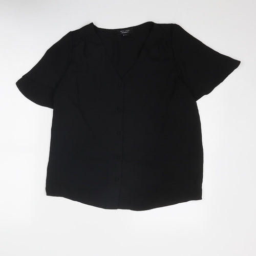 New Look Maternity Womens Black Polyester Basic Button-Up Size 10 V-Neck