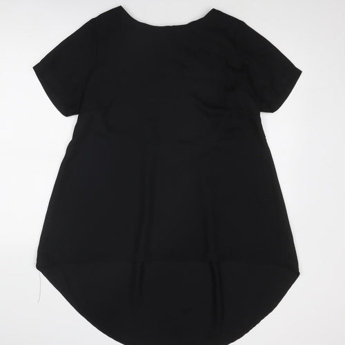Simply Be Womens Black Polyester Tunic T-Shirt Size 14 Boat Neck