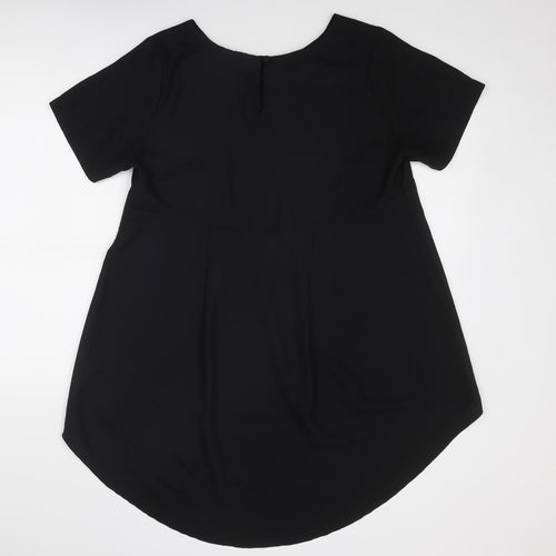 Simply Be Womens Black Polyester Tunic T-Shirt Size 14 Boat Neck