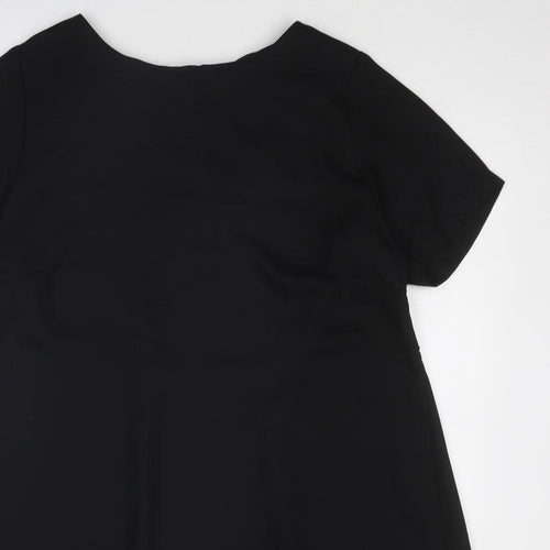 Simply Be Womens Black Polyester Tunic T-Shirt Size 14 Boat Neck