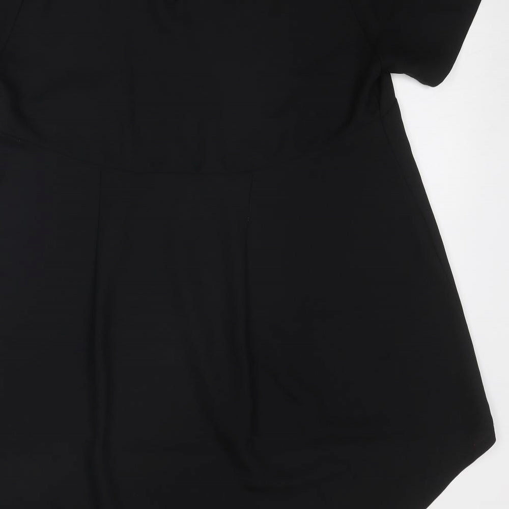Simply Be Womens Black Polyester Tunic T-Shirt Size 14 Boat Neck