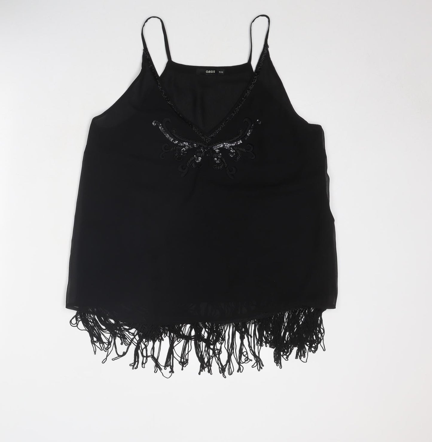 Oasis Womens Black Polyester Camisole Tank Size 16 V-Neck