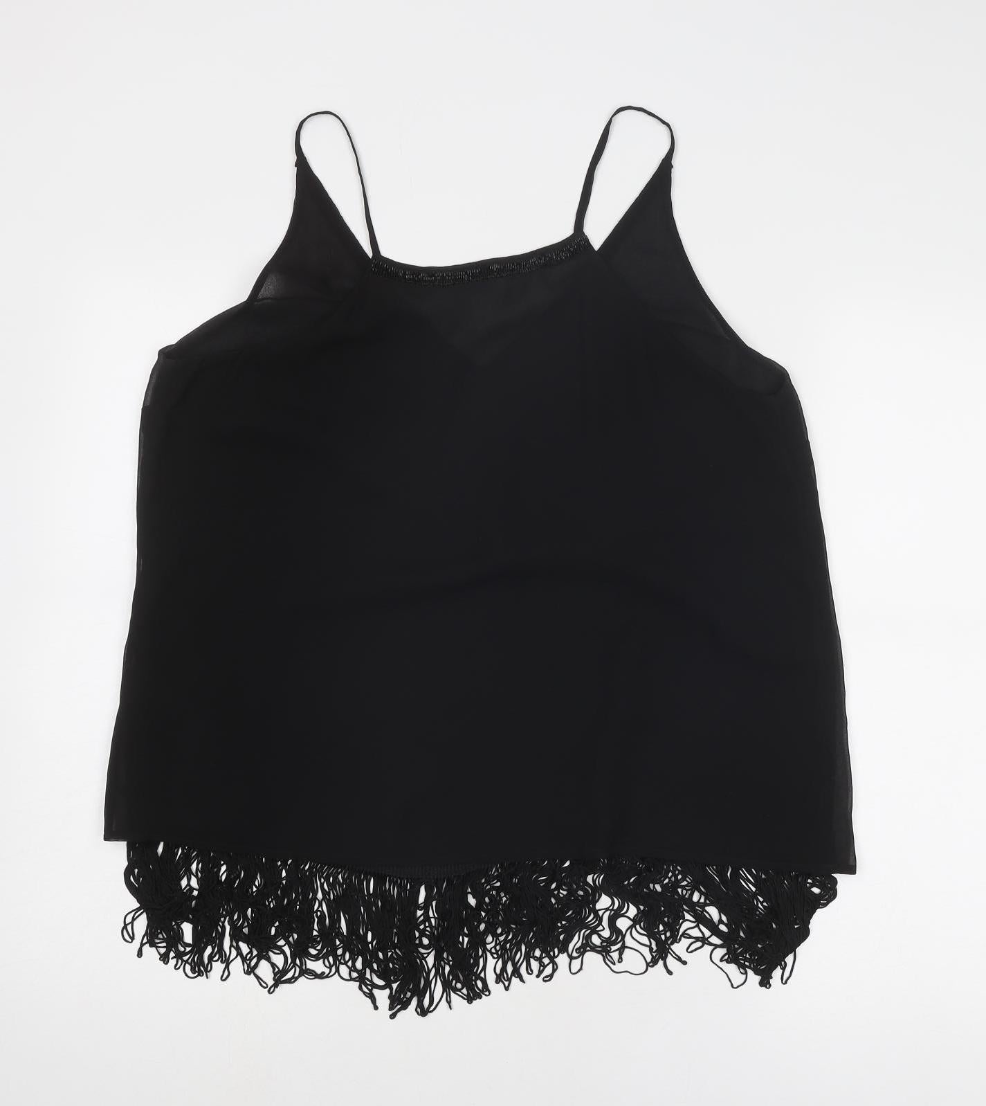 Oasis Womens Black Polyester Camisole Tank Size 16 V-Neck