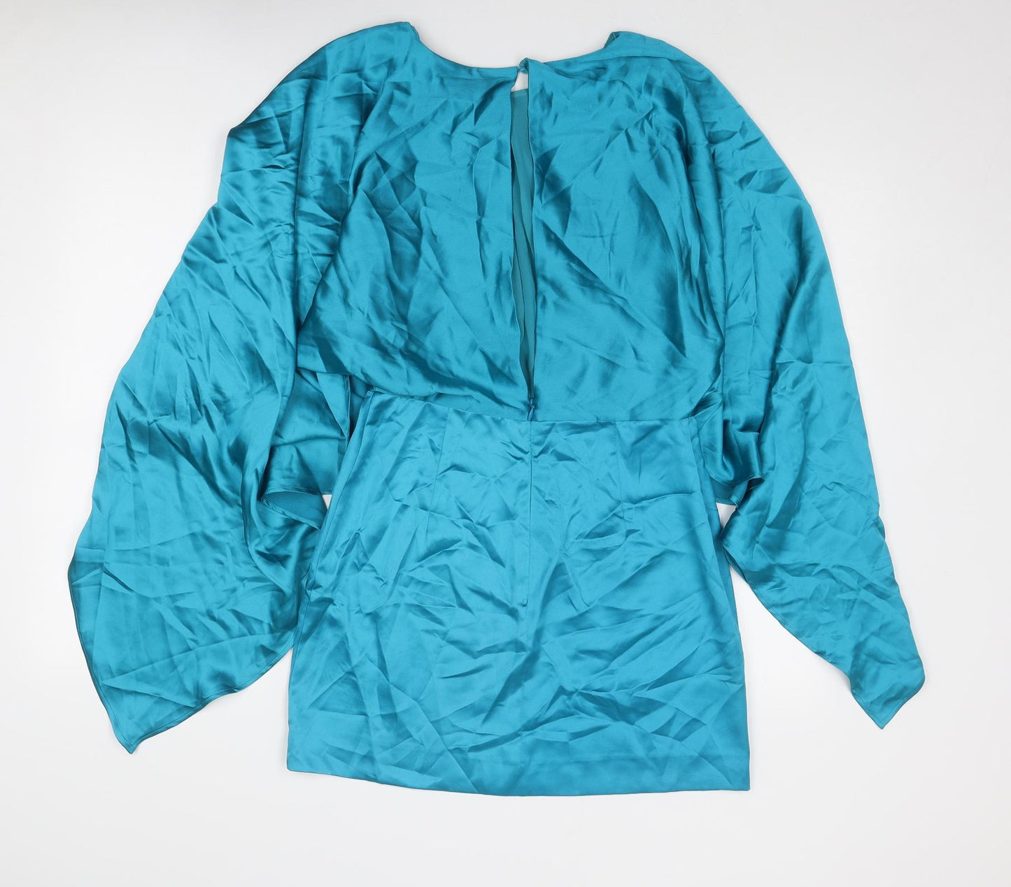 Zara Womens Blue Polyester Mini Size M Round Neck Zip - Batwing Sleeves
