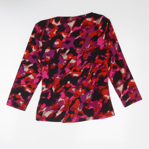 Viyella Womens Multicoloured Geometric Polyester Basic Blouse Size M V-Neck - Twist Front Detail