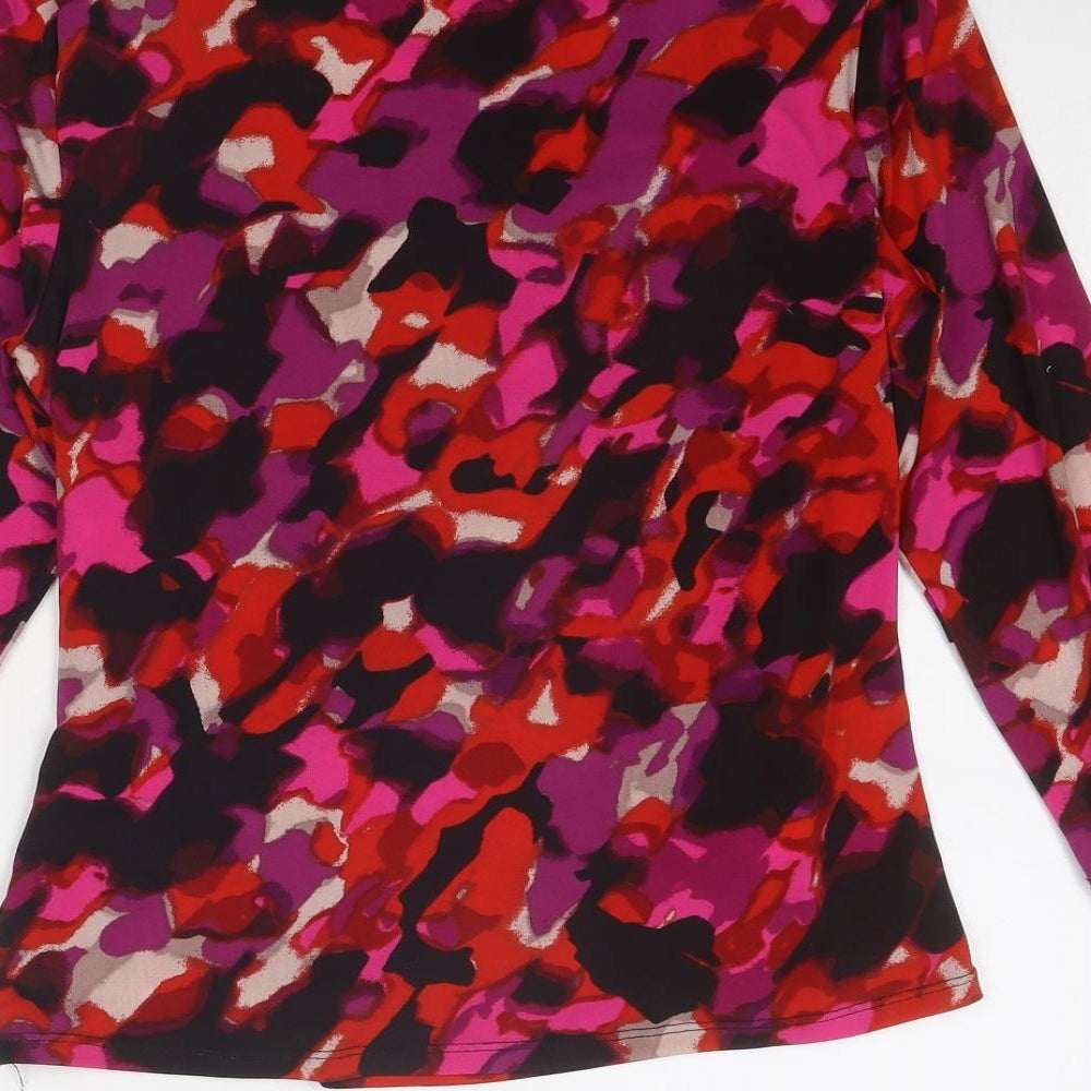 Viyella Womens Multicoloured Geometric Polyester Basic Blouse Size M V-Neck - Twist Front Detail