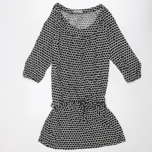 Marks and Spencer Womens Black Polka Dot Cotton A-Line Size 14 Round Neck Pullover
