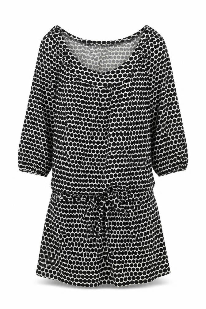 Marks and Spencer Womens Black Polka Dot Cotton A-Line Size 14 Round Neck Pullover