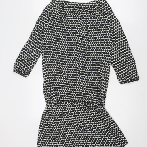 Marks and Spencer Womens Black Polka Dot Cotton A-Line Size 14 Round Neck Pullover