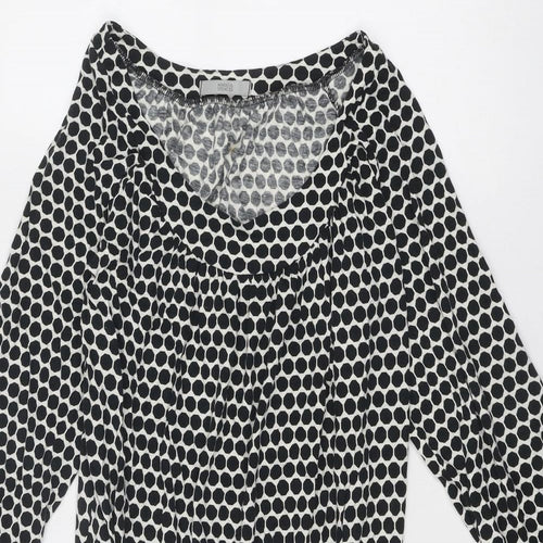 Marks and Spencer Womens Black Polka Dot Cotton A-Line Size 14 Round Neck Pullover