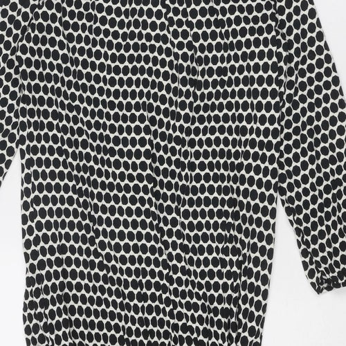 Marks and Spencer Womens Black Polka Dot Cotton A-Line Size 14 Round Neck Pullover