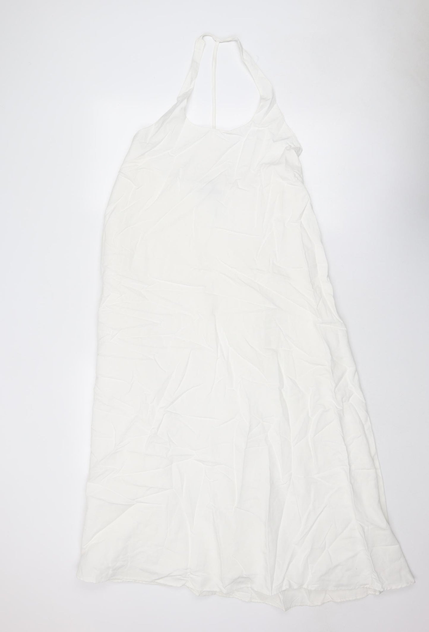 Zara Womens White Viscose A-Line Size M Halter Zip