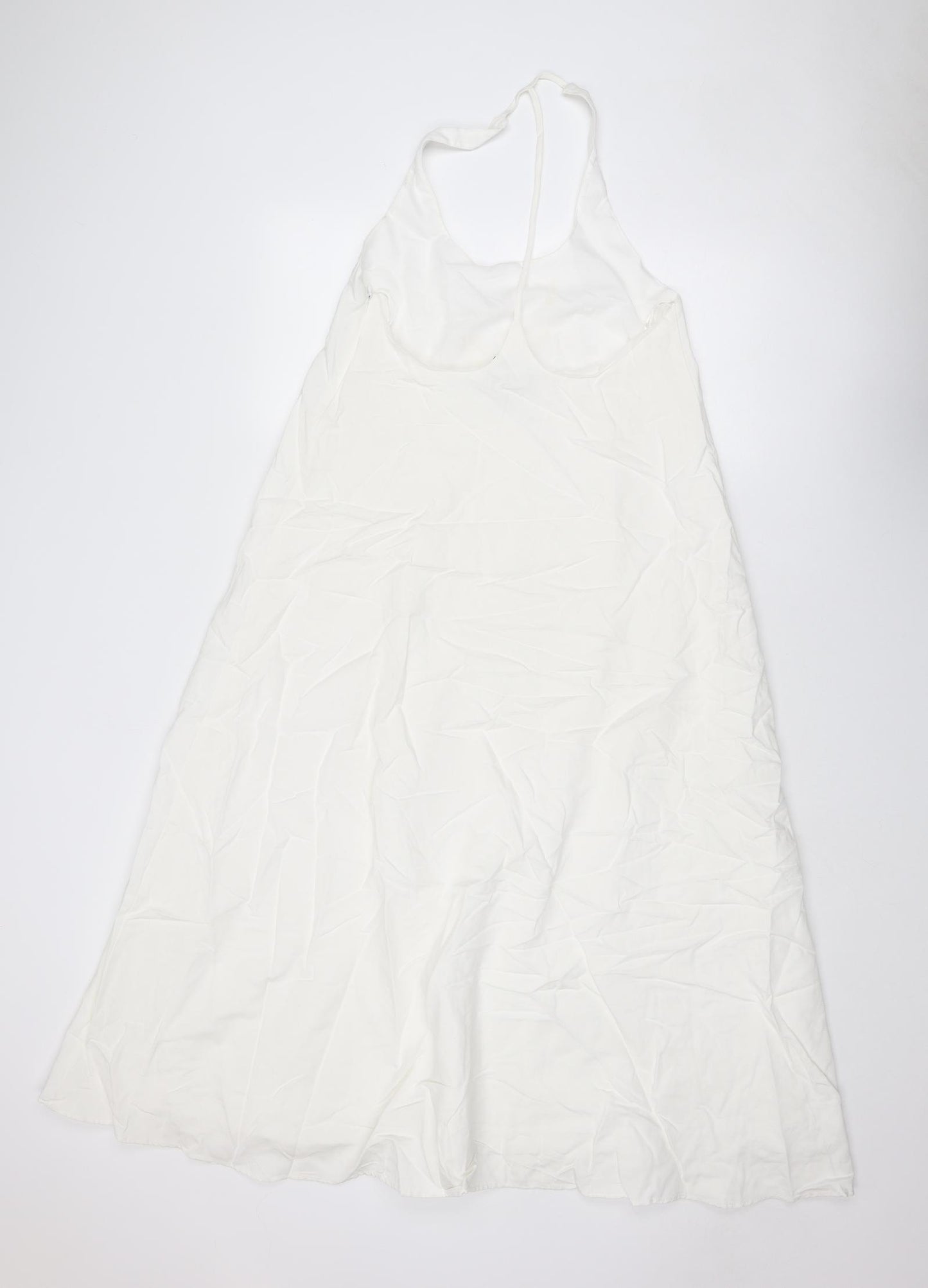 Zara Womens White Viscose A-Line Size M Halter Zip