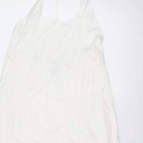 Zara Womens White Viscose A-Line Size M Halter Zip