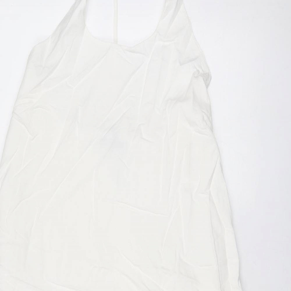 Zara Womens White Viscose A-Line Size M Halter Zip