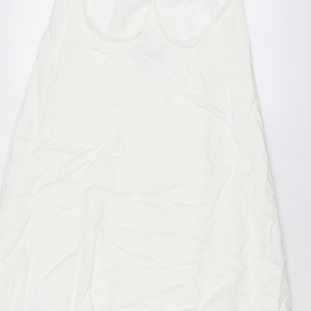 Zara Womens White Viscose A-Line Size M Halter Zip