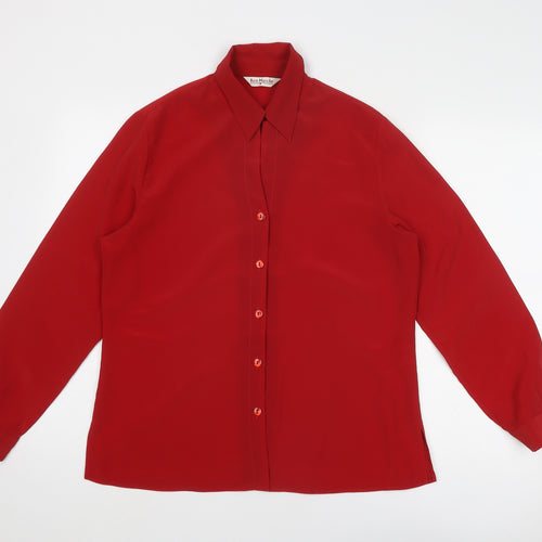 Bonmarché Womens Red Polyester Basic Button-Up Size 14 Collared