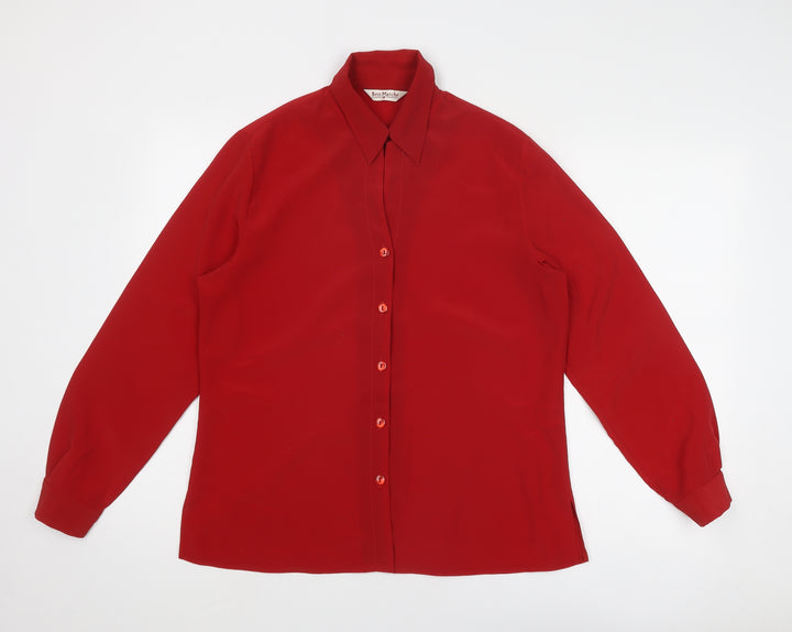 Bonmarché Womens Red Polyester Basic Button-Up Size 14 Collared