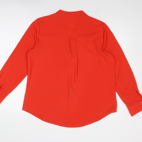Marks and Spencer Womens Red Polyester Basic Blouse Size 14 V-Neck
