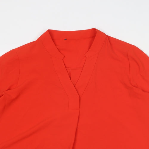 Marks and Spencer Womens Red Polyester Basic Blouse Size 14 V-Neck