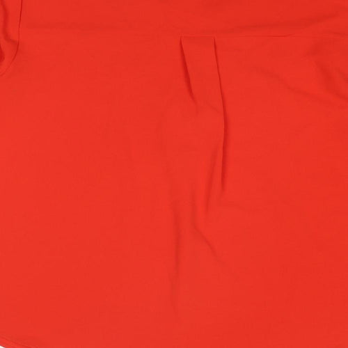 Marks and Spencer Womens Red Polyester Basic Blouse Size 14 V-Neck
