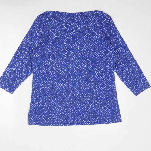 Marks and Spencer Womens Blue Polka Dot Cotton Basic Blouse Size 16 Round Neck