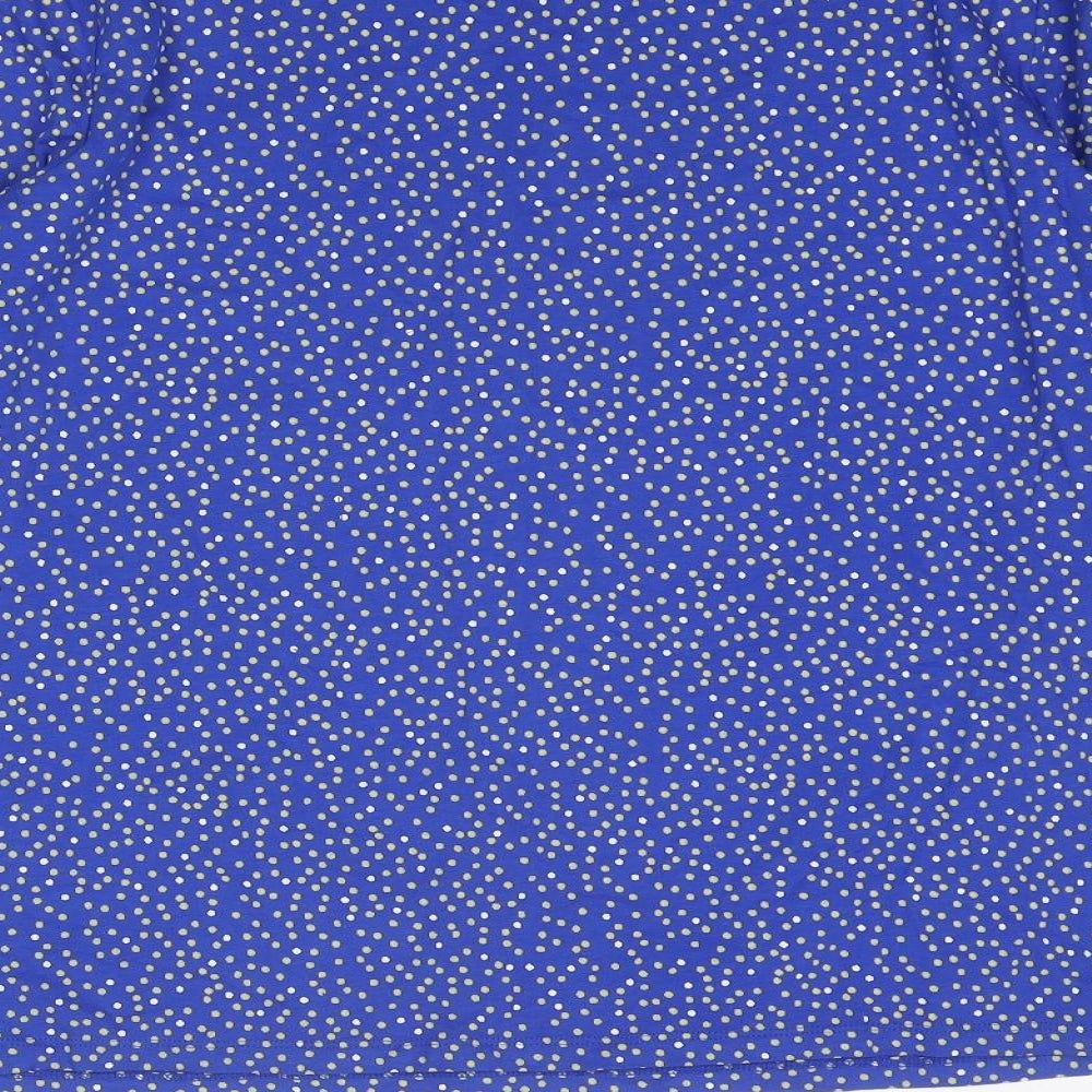 Marks and Spencer Womens Blue Polka Dot Cotton Basic Blouse Size 16 Round Neck