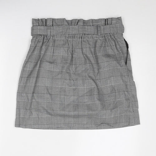New Look Womens Grey Plaid Polyester A-Line Skirt Size 12