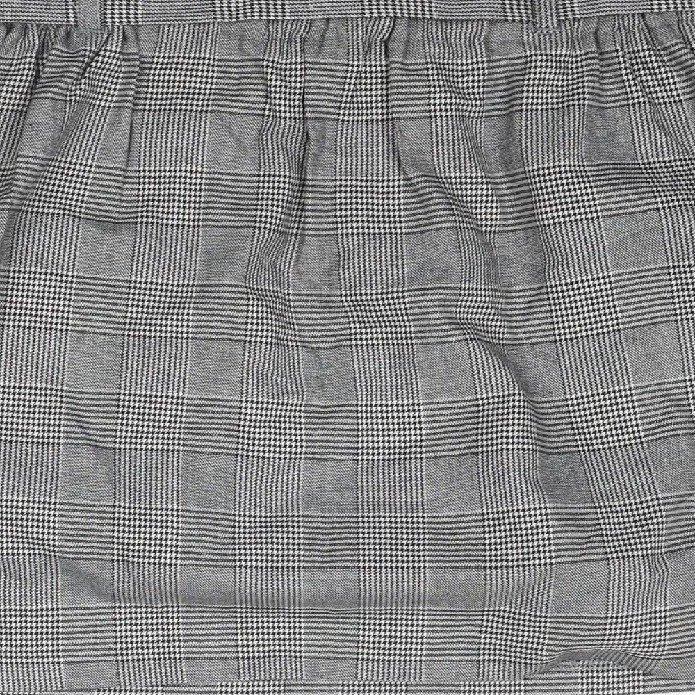 New Look Womens Grey Plaid Polyester A-Line Skirt Size 12
