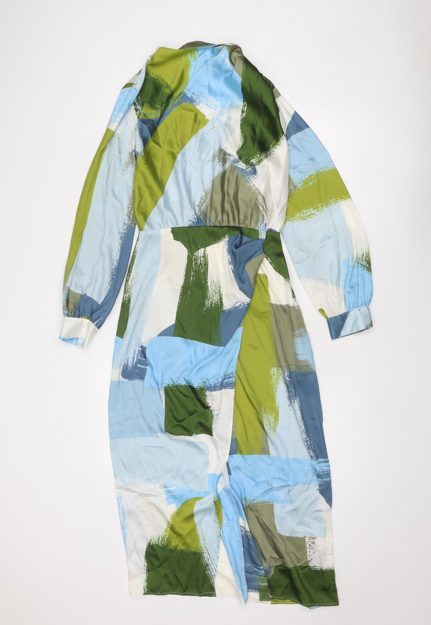 Zara Womens Multicoloured Geometric Polyester Maxi Size S Round Neck Zip