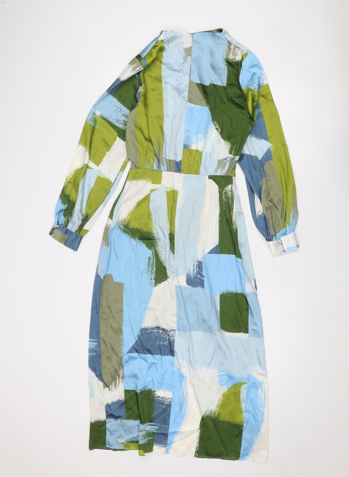 Zara Womens Multicoloured Geometric Polyester Maxi Size S Round Neck Zip