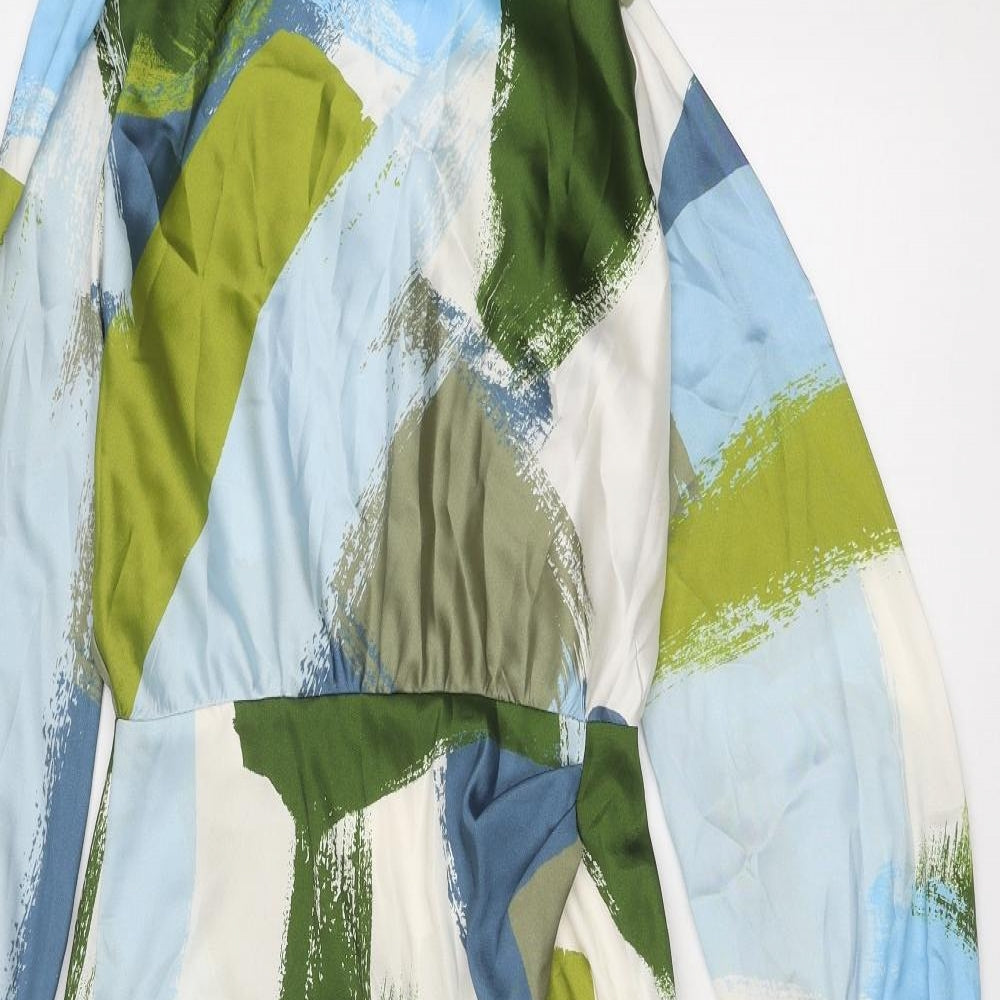 Zara Womens Multicoloured Geometric Polyester Maxi Size S Round Neck Zip