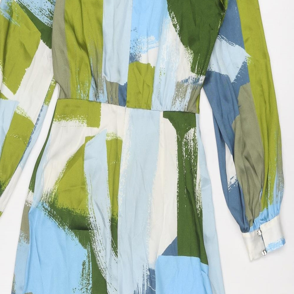 Zara Womens Multicoloured Geometric Polyester Maxi Size S Round Neck Zip