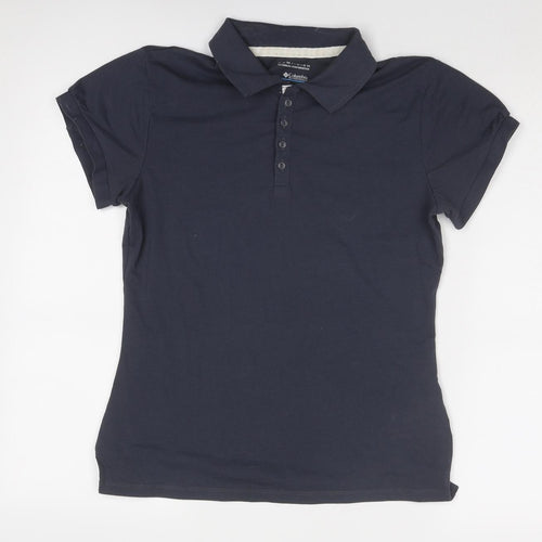 Columbia Womens Blue Cotton Basic Polo Size M Collared