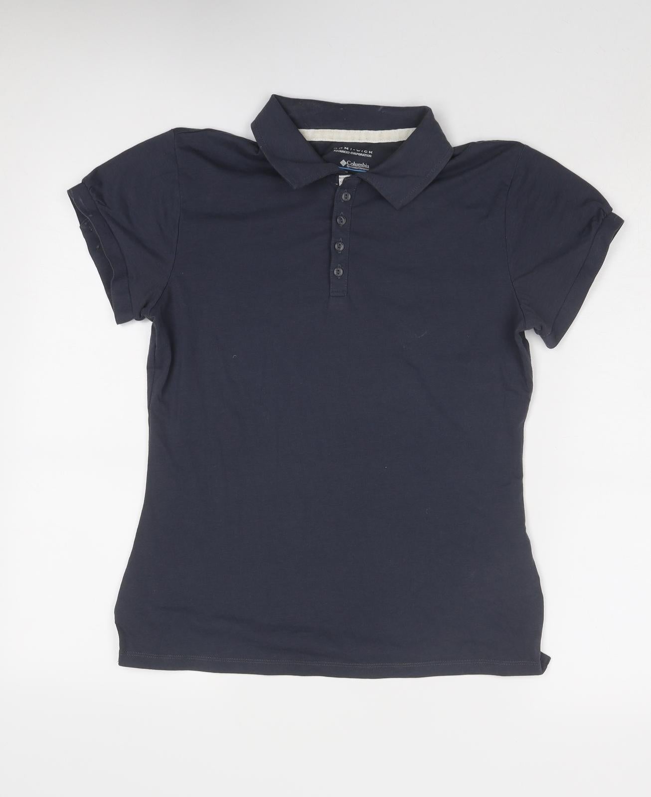 Columbia Womens Blue Cotton Basic Polo Size M Collared